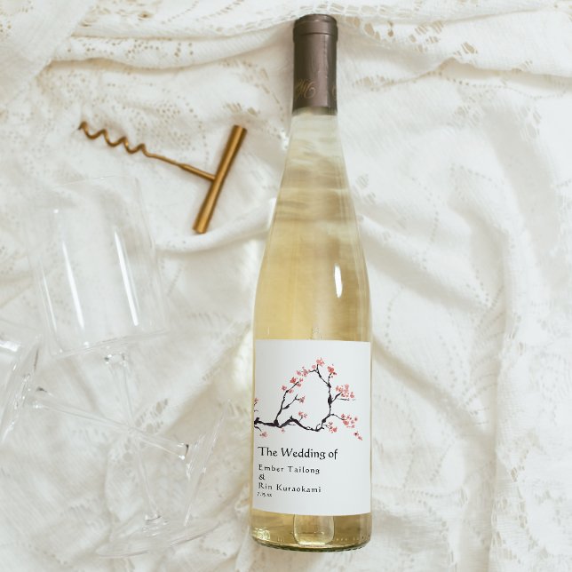 Sakura Mountain | Casual Wedding Wine Label (Creator Uploaded)