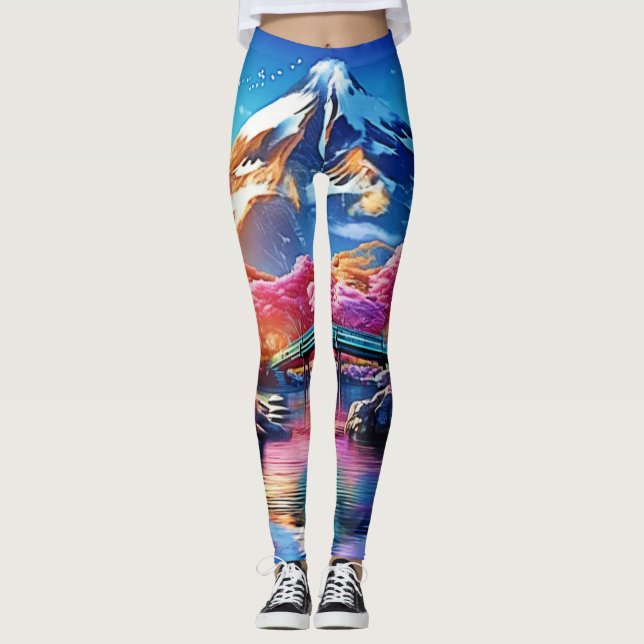 Sakura Mountain: Spring Scene Leggings (Front)