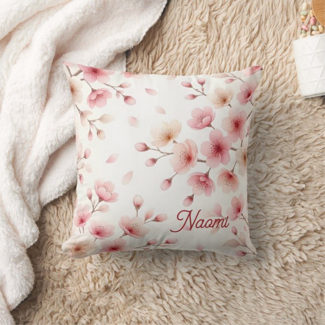 Sakura Movement Seamless Pattern | Feminine Custom Throw Pillow (Blanket)