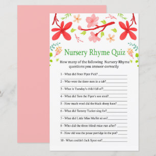 Sakura Nursery Rhyme Quiz baby shower game
