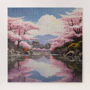 Sakura over River Banks Jigsaw Puzzle