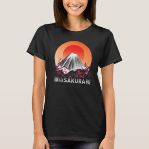Sakura Pastel Goth Vapour wave Fuji Yama mountain T-Shirt