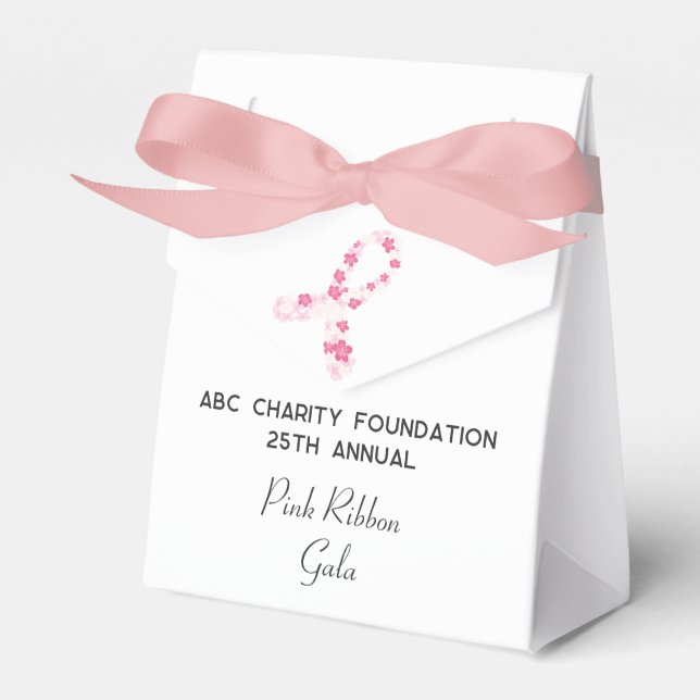 Sakura Pink Breast Cancer Fundraiser QR Code Favor Box (Front Side)