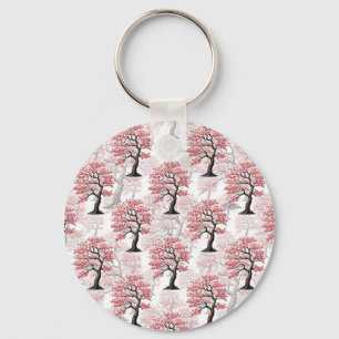 Sakura Pink Cherry Blossom Tree Design  Keychain