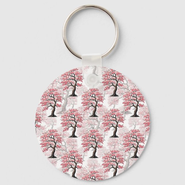 Sakura Pink Cherry Blossom Tree Design  Keychain (Front)