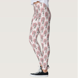 Sakura Pink Cherry Blossom Tree Design Leggings