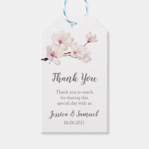 Sakura Pink Cherry Blossom Wedding Thank You Gift Tags