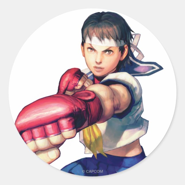 Sakura Punching Classic Round Sticker (Front)