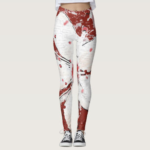 Sakura red and white cherry blossom girly leggings