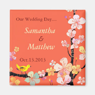 Sakura Save the Date Wedding Invitation Magnet