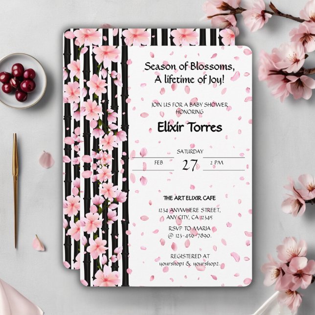 Sakura Spring Cherry Blossoms Baby Shower Invitation (Creator Uploaded)
