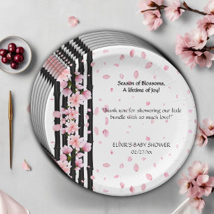 Sakura Spring Cherry Blossoms Baby Shower Paper Plate