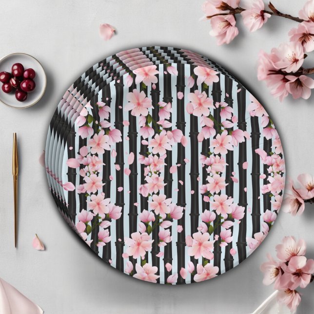 Sakura Spring Cherry Blossoms Baby Shower Paper Plate (Creator Uploaded)