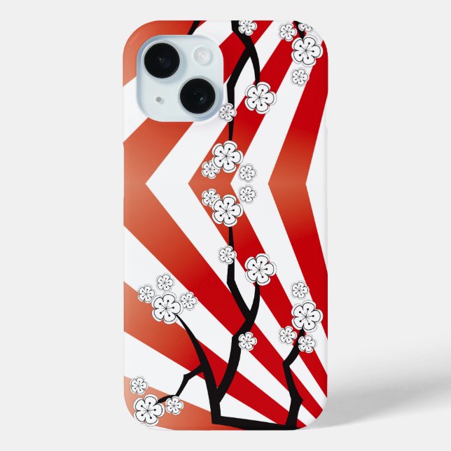 Sakura Sunrise Zen Stripes White Cherry Blossoms Case-Mate iPhone Case (Back)