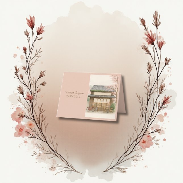 sakura tea house destination carte d'invité (Créateur téléchargé)