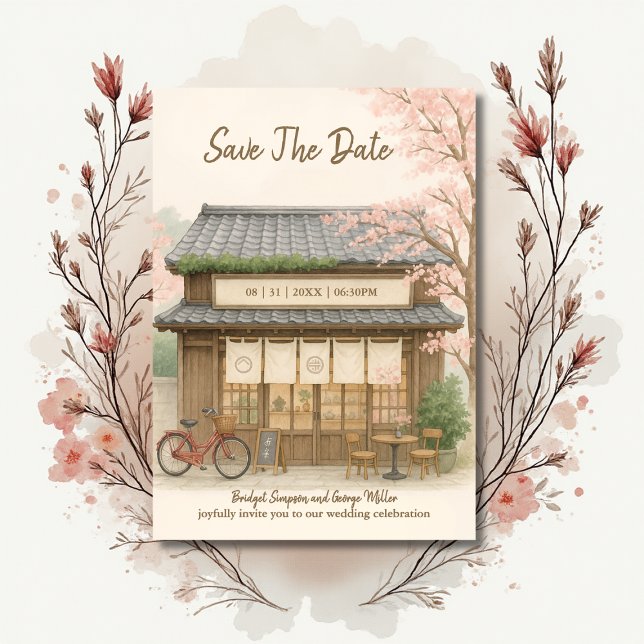 sakura tea house Destination wedding Save the Date Invitation (Creator Uploaded)