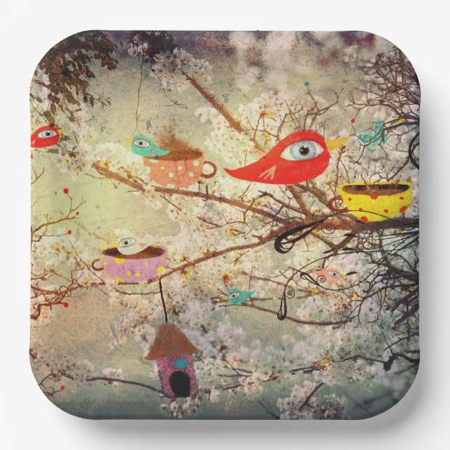 Sakura Teacup Tree Dream Paper Plate (Front)