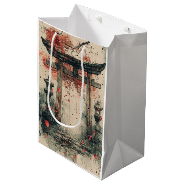 Sakura Torii Ink Wash Art Medium Gift Bag (Front Angled)