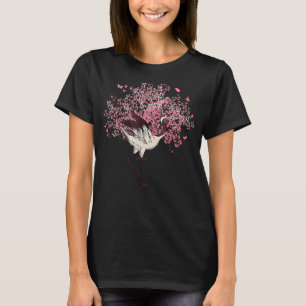 Sakura Tree Cherry Blossom Crane Bird Japanese Flo T-Shirt