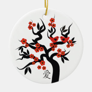 Sakura Tree Chinese Love Symbol custom ornament