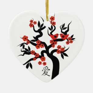 Sakura Tree Chinese Love Symbol custom ornament