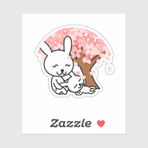 Sakura Tree Cute Kawaii bunny Couple 