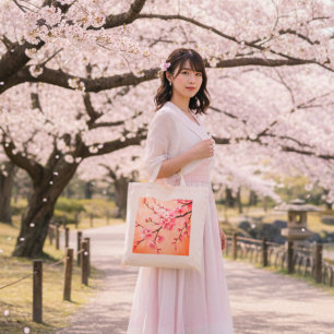 Sakura Tree Mountain Lake Tote Bag   Japanese Cher