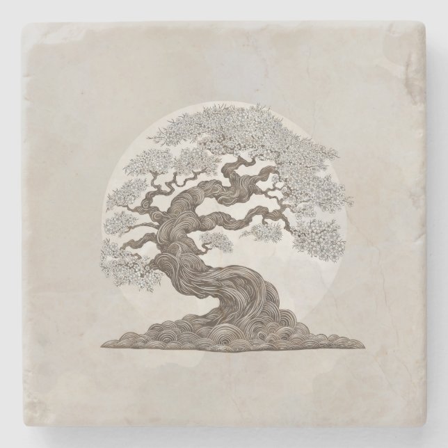 Sakura Tree - Pearl Blossom Stone Coaster (Front)