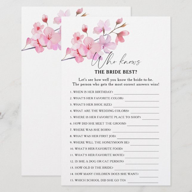Sakura - Who knows the bride best game (Front/Back)