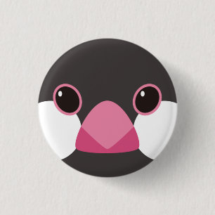 Sakurabuntori - Java sparrow (black) 1 Inch Round Button