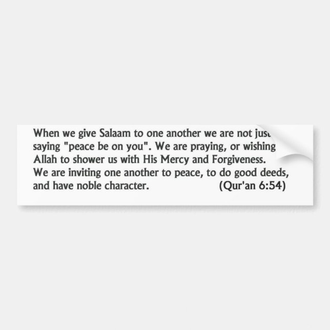 Salaam Message Bumper Sticker (Front)