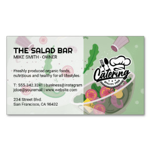 Salad Being Tossed and Seasoned Catering Magnetic Business Card