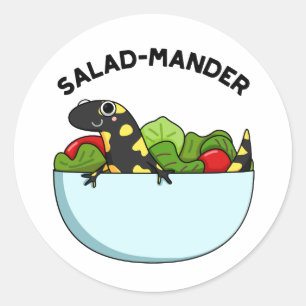 Salad-mander Funny Salamander Animal Pun  Classic Round Sticker