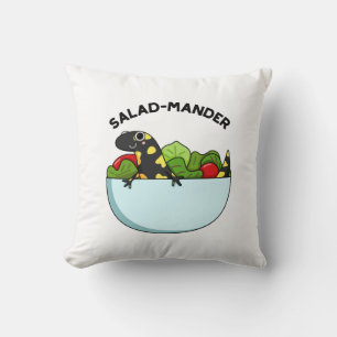 Salad-mander Funny Salamander Animal Pun  Throw Pillow
