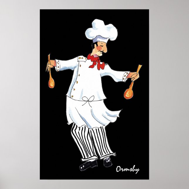 Salad Tossing Chef print/ poster (Front)