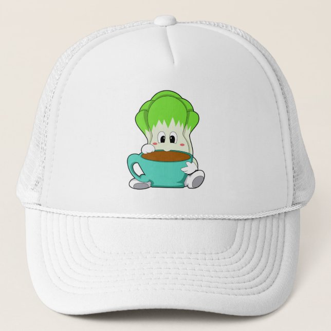 Salad with Cup of Coffee Trucker Hat (Front)