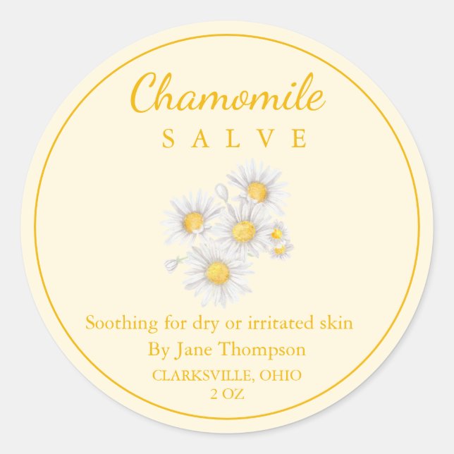 Salade Chamomile / Étiquette de baume (Devant)