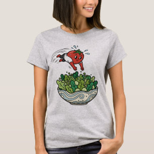 Salade de tomates drôle Plongeon haut Cartoon vint