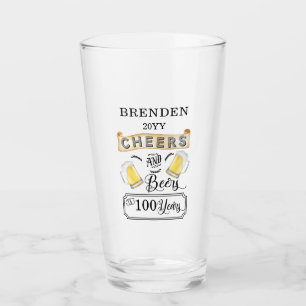 Salades et bières à 100 ans Anniversaire Verre