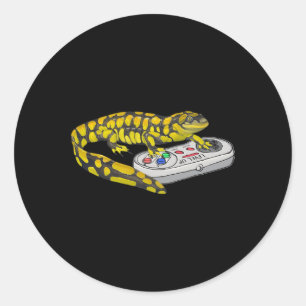 Salamander Playing Video Game Salamanders Gamers Classic Round Sticker