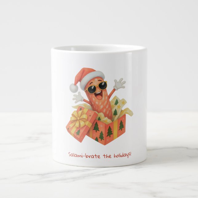 salami-brate the holidays! large coffee mug (Front)