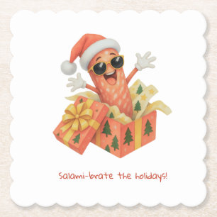 salami-brate the holidays! paper coaster