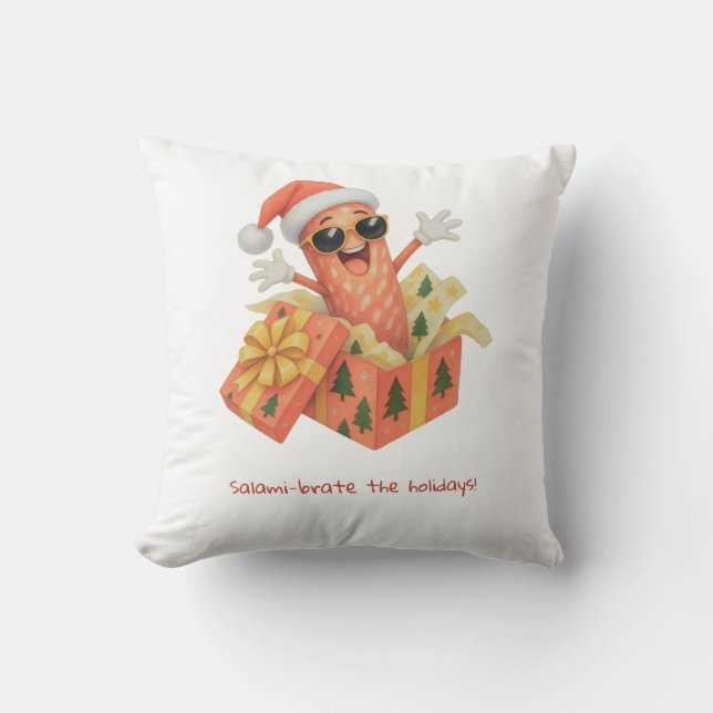 salami-brate the holidays! throw pillow (Front)