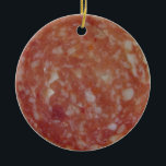 Salami Slice Ceramic Ornament<br><div class="desc">Photo of a salami slice on a Christmas ornament.</div>