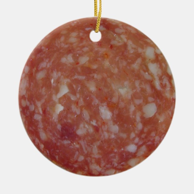 Salami Slice Ceramic Ornament (Front)