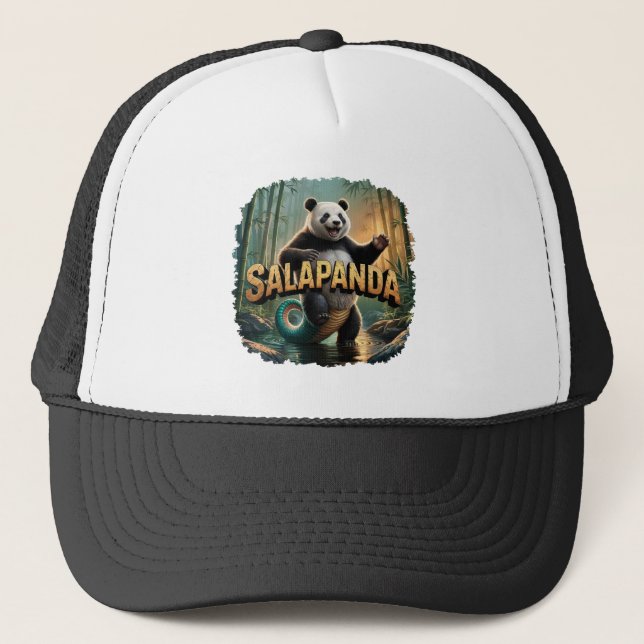 Salapanda Illustration – Salamander Panda Funny Trucker Hat (Front)