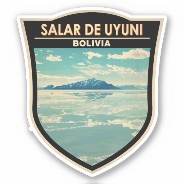 Salar de Uyuni Bolivia Travel Art Badge (Front)