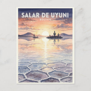 Salar de Uyuni Bolivia Vintage Postcard