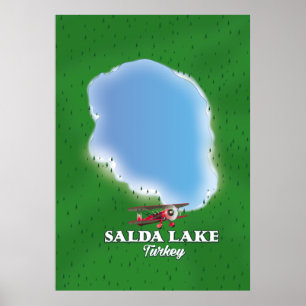 Salda Lake Turkey map Poster