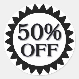 Sale 50 percent off black circle stickers